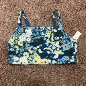 Aerie Floral Print Bra - Blue and Yellow Medium NWT